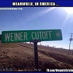 Or NOT!   weiner cutoff road sign Meanwhile In America 150x150c